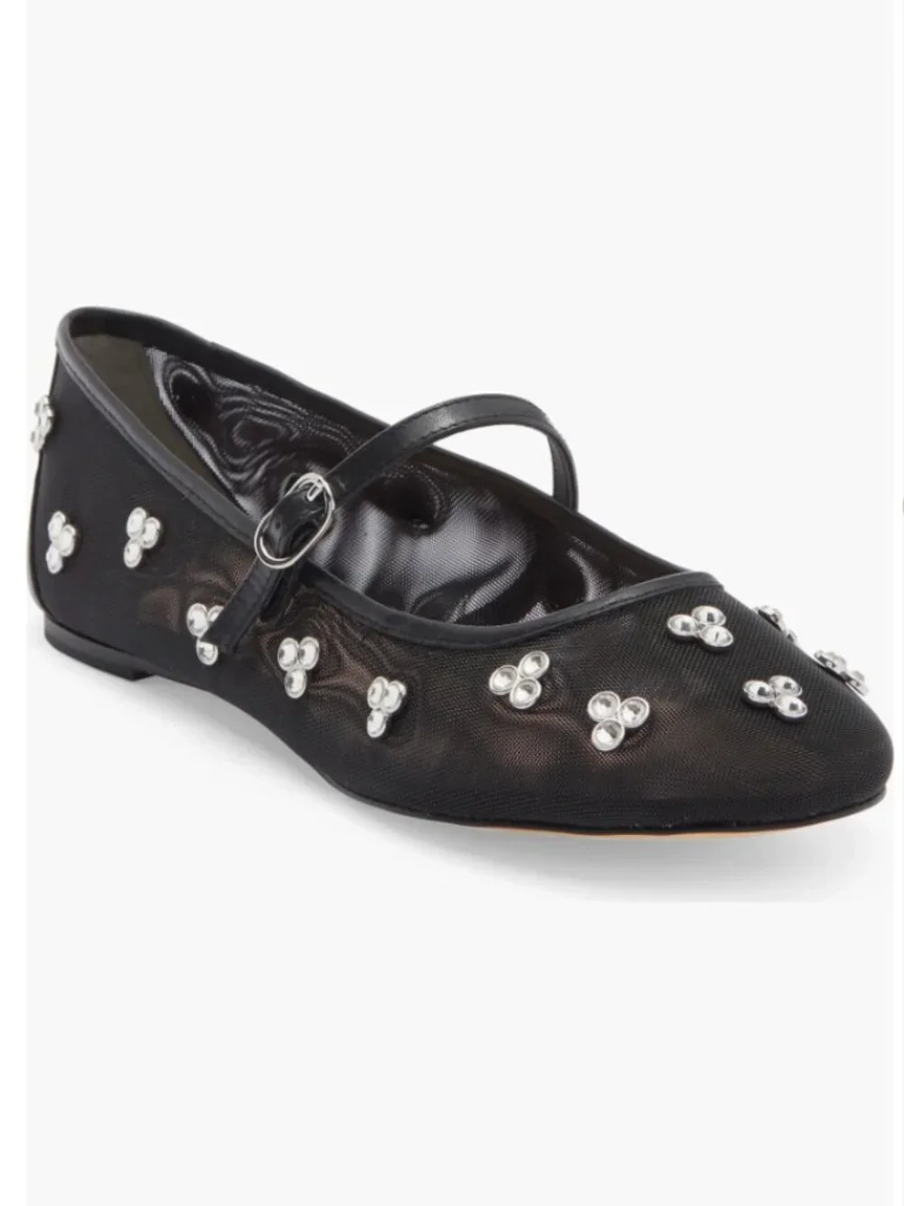 Stuart Weitzman Tammy Mesh & Leather Mary Jane Ballet Flats in Black Sz 8 $495